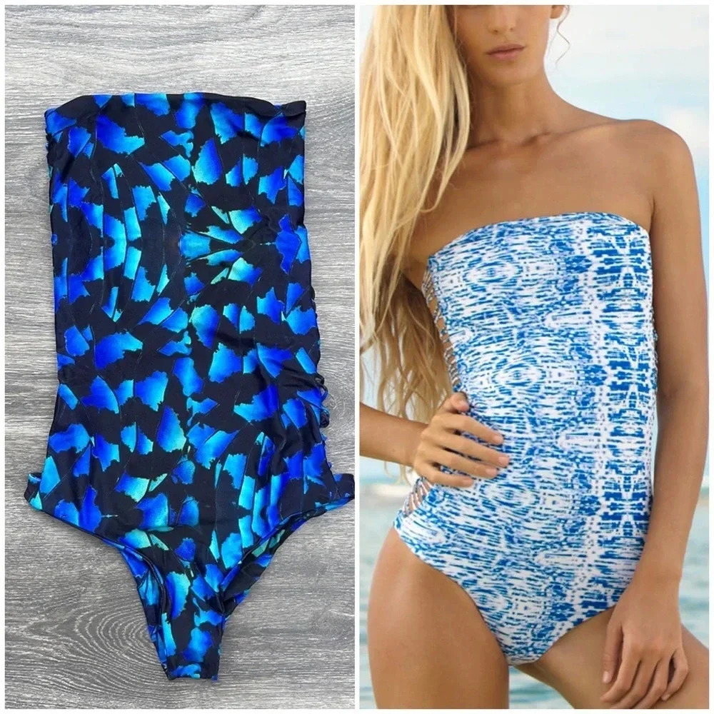 Mikoh Santorini Bandeau One Piece Swimsuit, fish